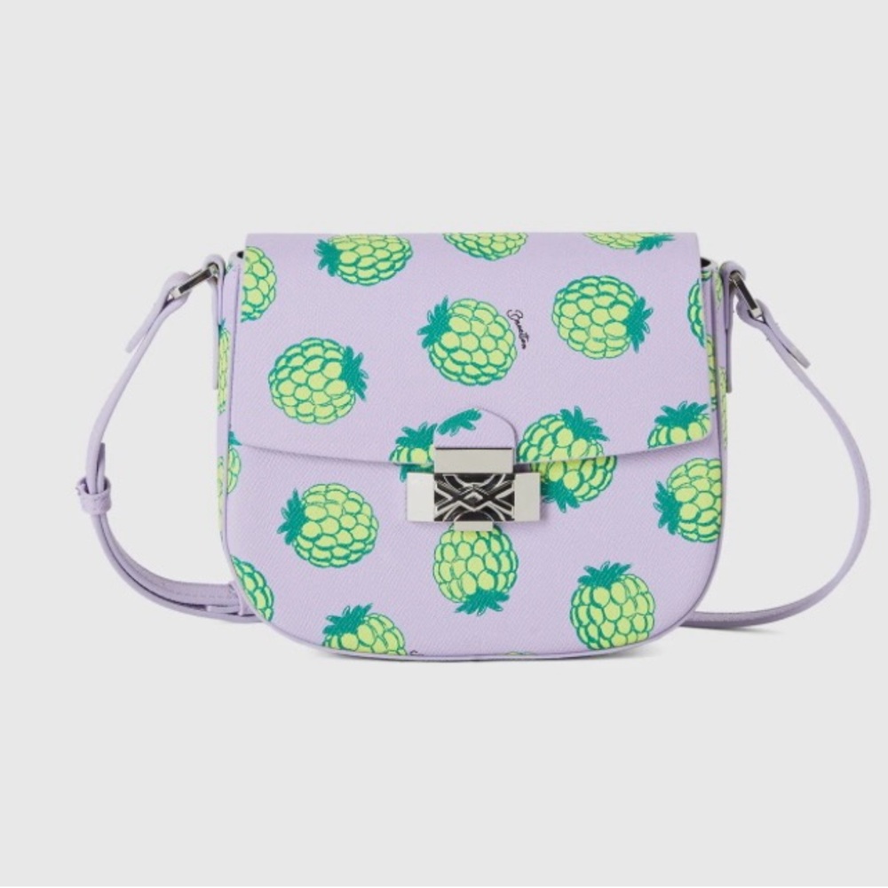 United Colors Of Benetton Purple and Green Crossbody Bag with Pineapple Print